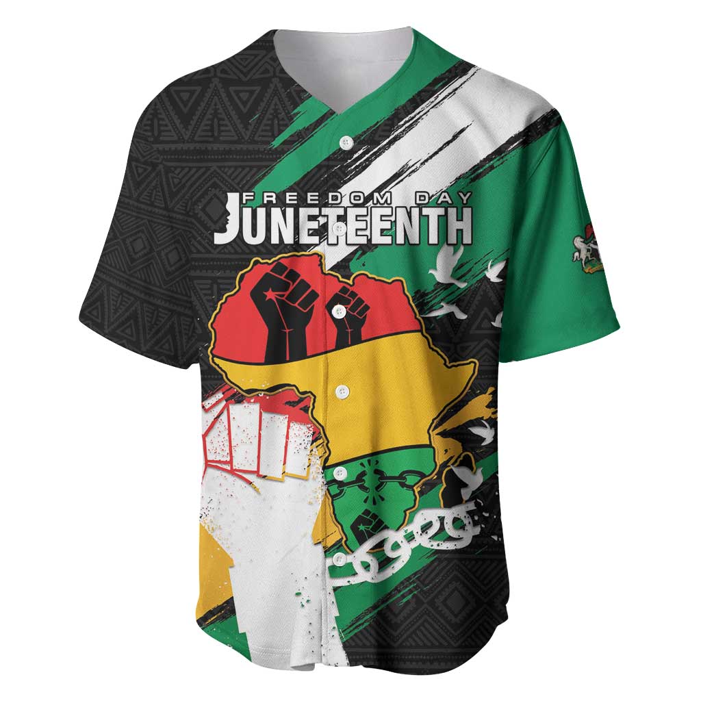 Personalised Nigeria Juneteenth Baseball Jersey Africa Map - Happy Freedom Day