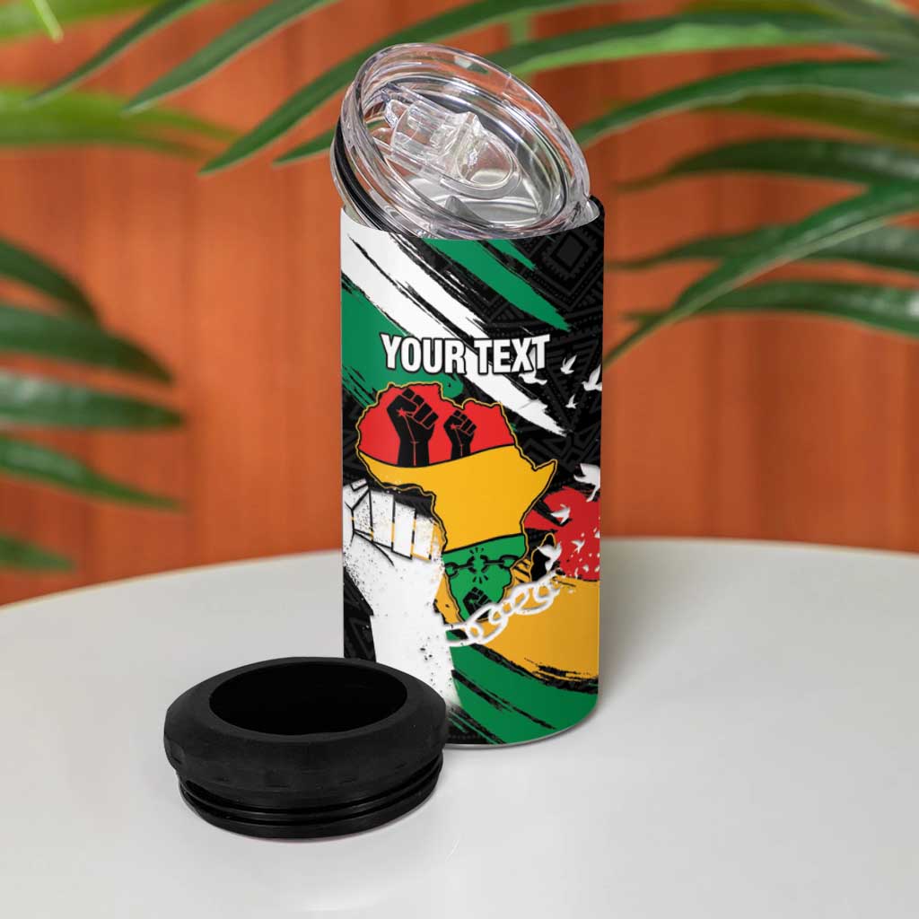 Personalised Nigeria Juneteenth 4 in 1 Can Cooler Tumbler Africa Map - Happy Freedom Day