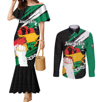 Personalised Nigeria Juneteenth Couples Matching Mermaid Dress and Long Sleeve Button Shirt Africa Map - Happy Freedom Day