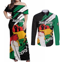 Personalised Nigeria Juneteenth Couples Matching Off Shoulder Maxi Dress and Long Sleeve Button Shirt Africa Map - Happy Freedom Day