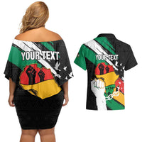 Personalised Nigeria Juneteenth Couples Matching Off Shoulder Short Dress and Hawaiian Shirt Africa Map - Happy Freedom Day
