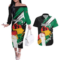 Personalised Nigeria Juneteenth Couples Matching Off The Shoulder Long Sleeve Dress and Hawaiian Shirt Africa Map - Happy Freedom Day
