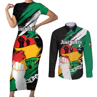 Personalised Nigeria Juneteenth Couples Matching Short Sleeve Bodycon Dress and Long Sleeve Button Shirt Africa Map - Happy Freedom Day