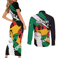 Personalised Nigeria Juneteenth Couples Matching Short Sleeve Bodycon Dress and Long Sleeve Button Shirt Africa Map - Happy Freedom Day