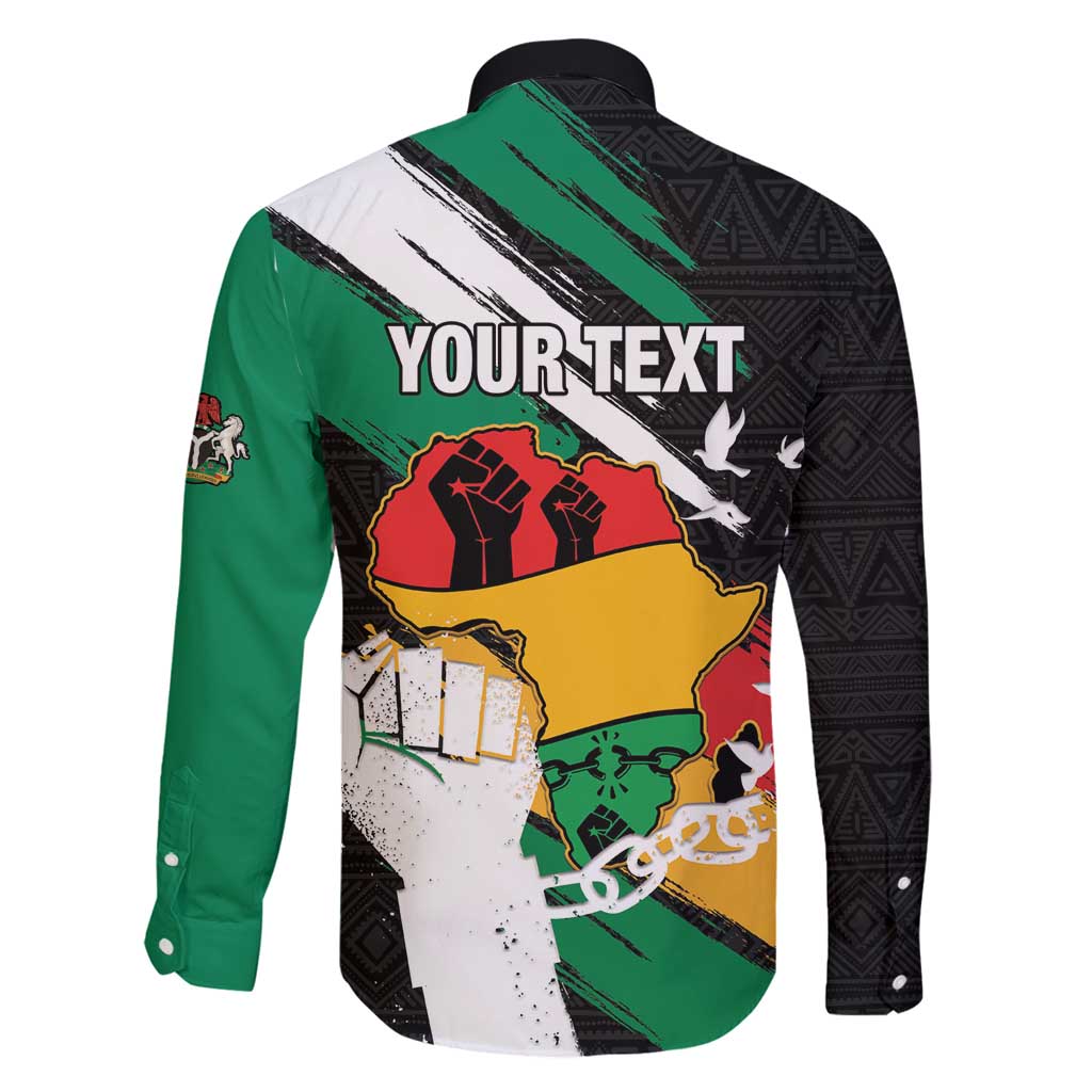 Personalised Nigeria Juneteenth Family Matching Long Sleeve Bodycon Dress and Hawaiian Shirt Africa Map - Happy Freedom Day