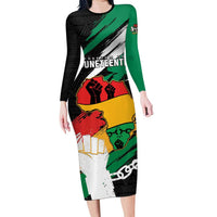 Personalised Nigeria Juneteenth Family Matching Long Sleeve Bodycon Dress and Hawaiian Shirt Africa Map - Happy Freedom Day