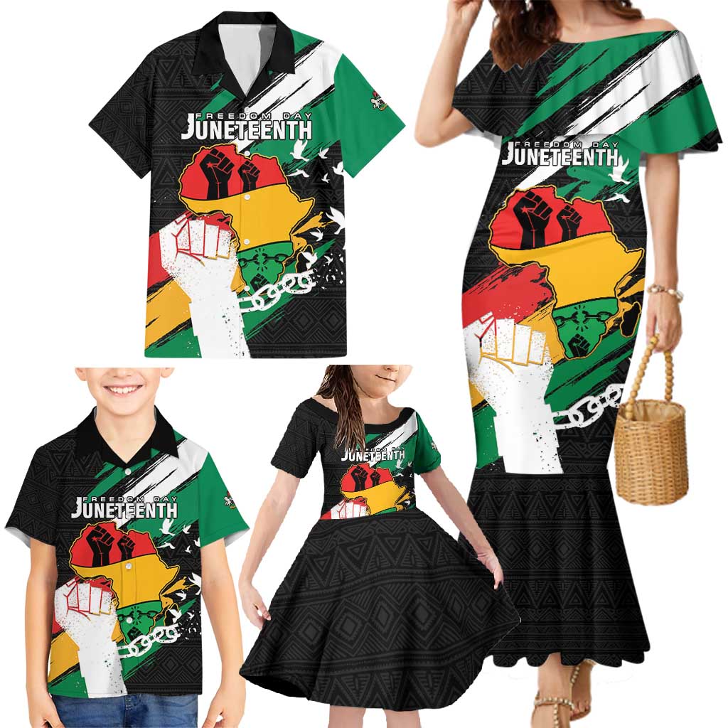 Personalised Nigeria Juneteenth Family Matching Mermaid Dress and Hawaiian Shirt Africa Map - Happy Freedom Day