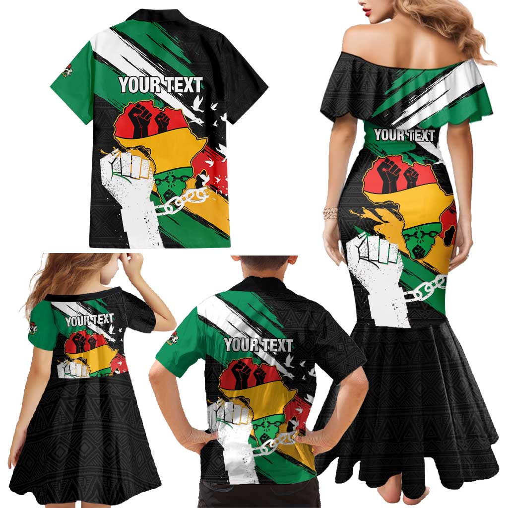 Personalised Nigeria Juneteenth Family Matching Mermaid Dress and Hawaiian Shirt Africa Map - Happy Freedom Day