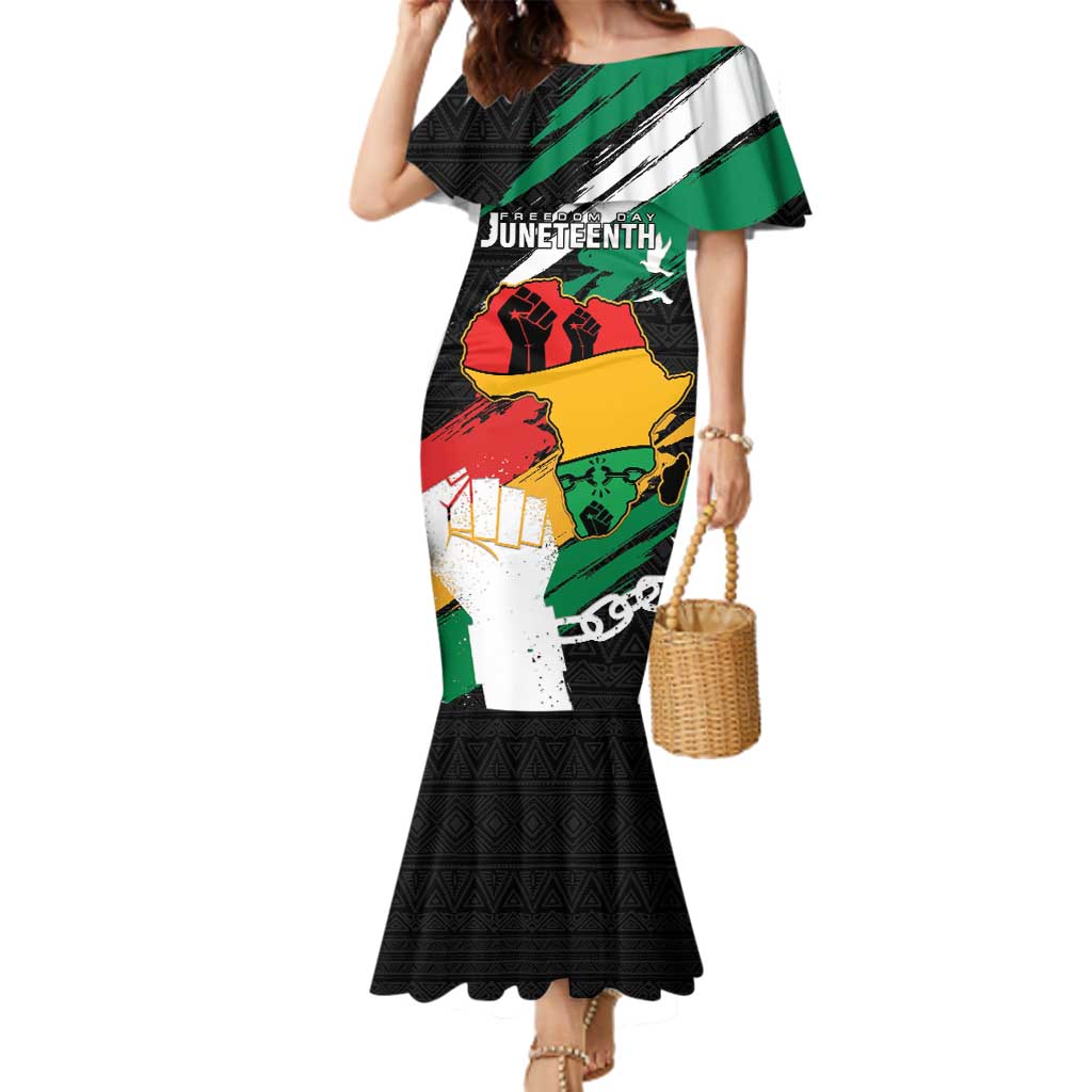 Personalised Nigeria Juneteenth Family Matching Mermaid Dress and Hawaiian Shirt Africa Map - Happy Freedom Day