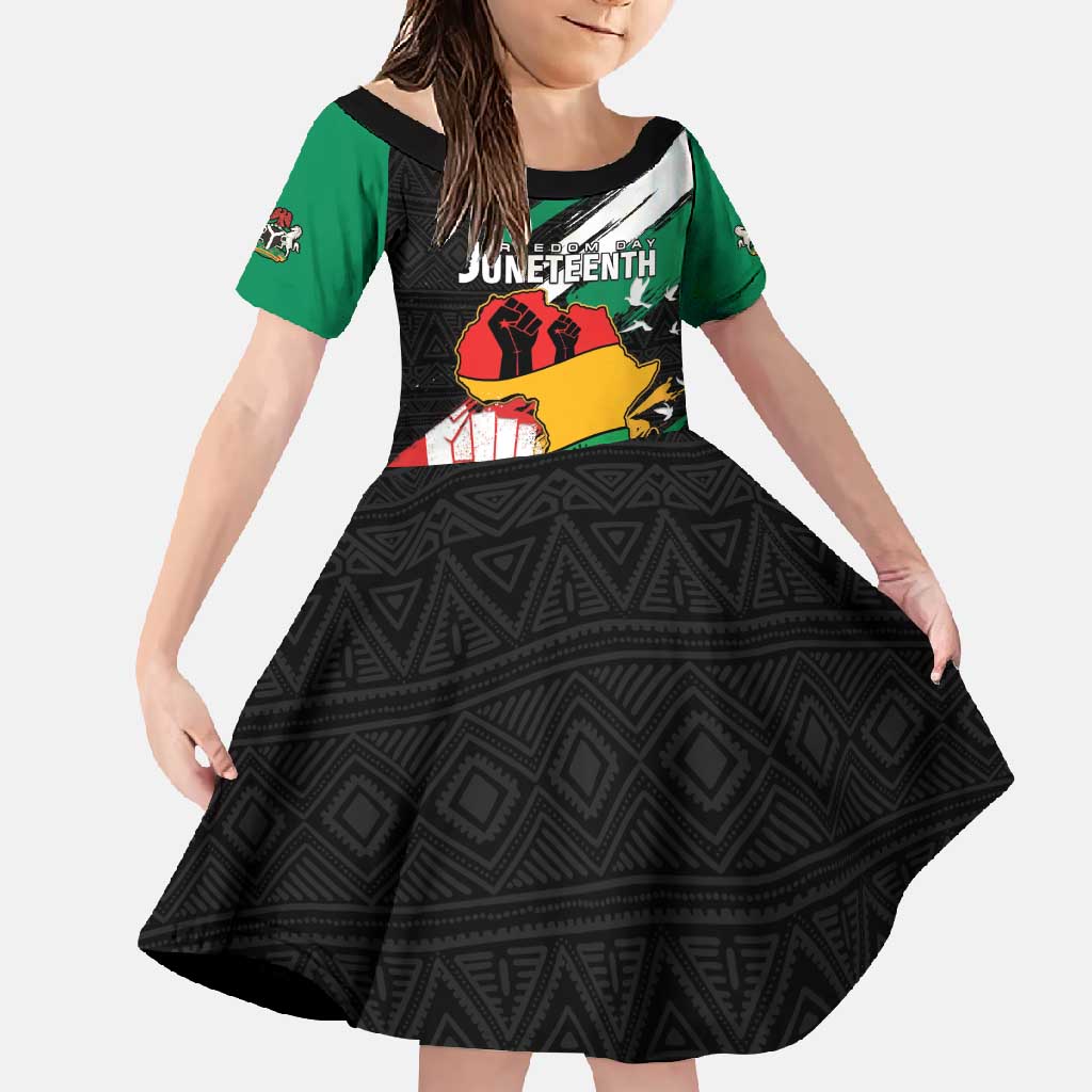 Personalised Nigeria Juneteenth Family Matching Off Shoulder Maxi Dress and Hawaiian Shirt Africa Map - Happy Freedom Day