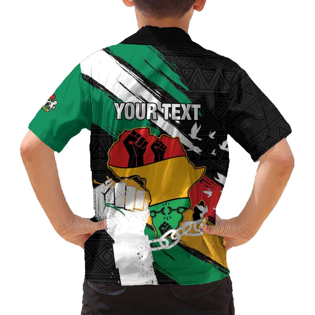 Personalised Nigeria Juneteenth Family Matching Puletasi and Hawaiian Shirt Africa Map - Happy Freedom Day