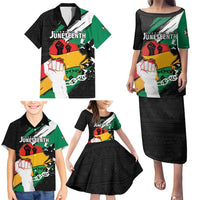 Personalised Nigeria Juneteenth Family Matching Puletasi and Hawaiian Shirt Africa Map - Happy Freedom Day