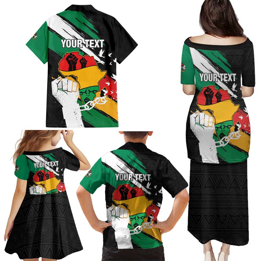 Personalised Nigeria Juneteenth Family Matching Puletasi and Hawaiian Shirt Africa Map - Happy Freedom Day