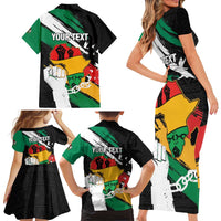 Personalised Nigeria Juneteenth Family Matching Short Sleeve Bodycon Dress and Hawaiian Shirt Africa Map - Happy Freedom Day