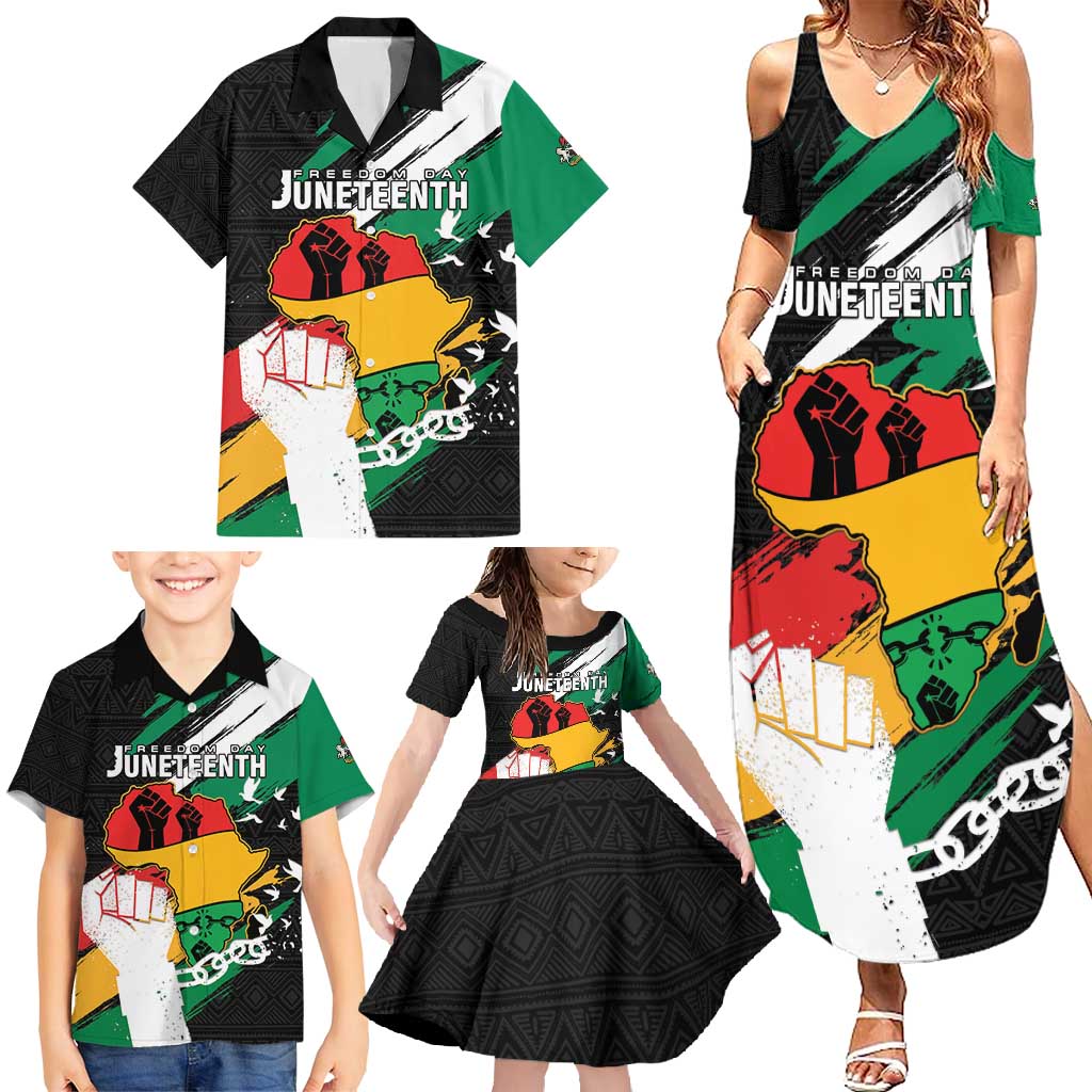 Personalised Nigeria Juneteenth Family Matching Summer Maxi Dress and Hawaiian Shirt Africa Map - Happy Freedom Day