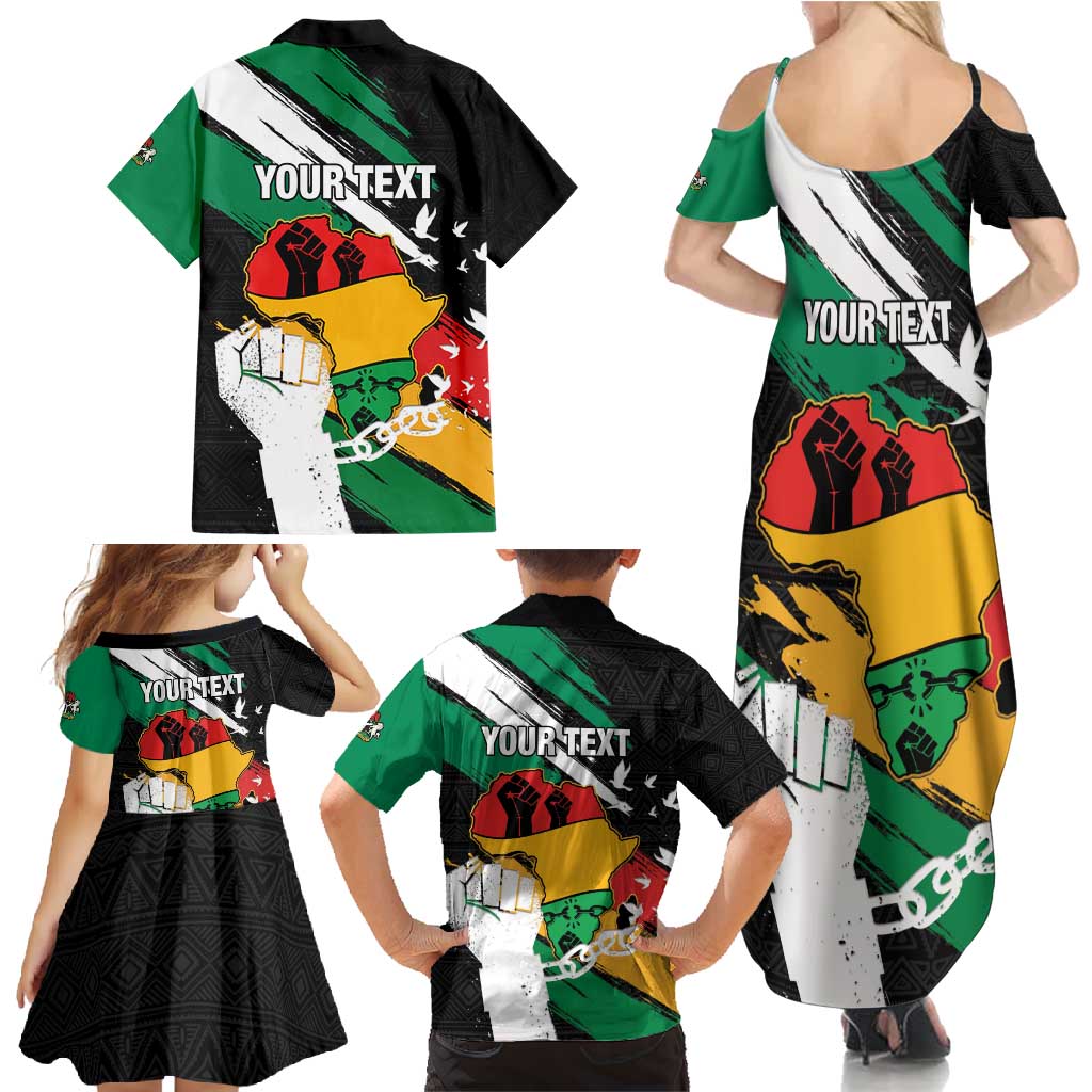 Personalised Nigeria Juneteenth Family Matching Summer Maxi Dress and Hawaiian Shirt Africa Map - Happy Freedom Day