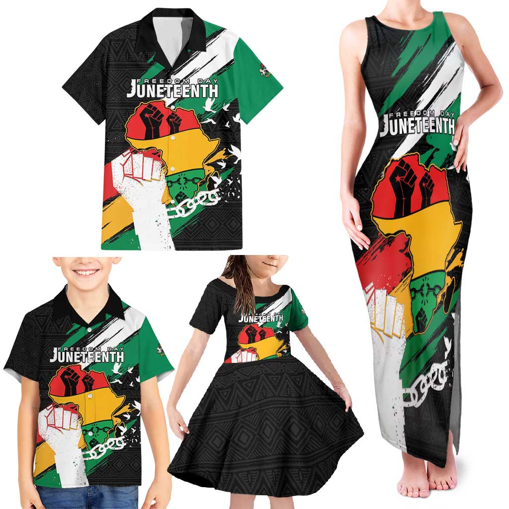 Personalised Nigeria Juneteenth Family Matching Tank Maxi Dress and Hawaiian Shirt Africa Map - Happy Freedom Day