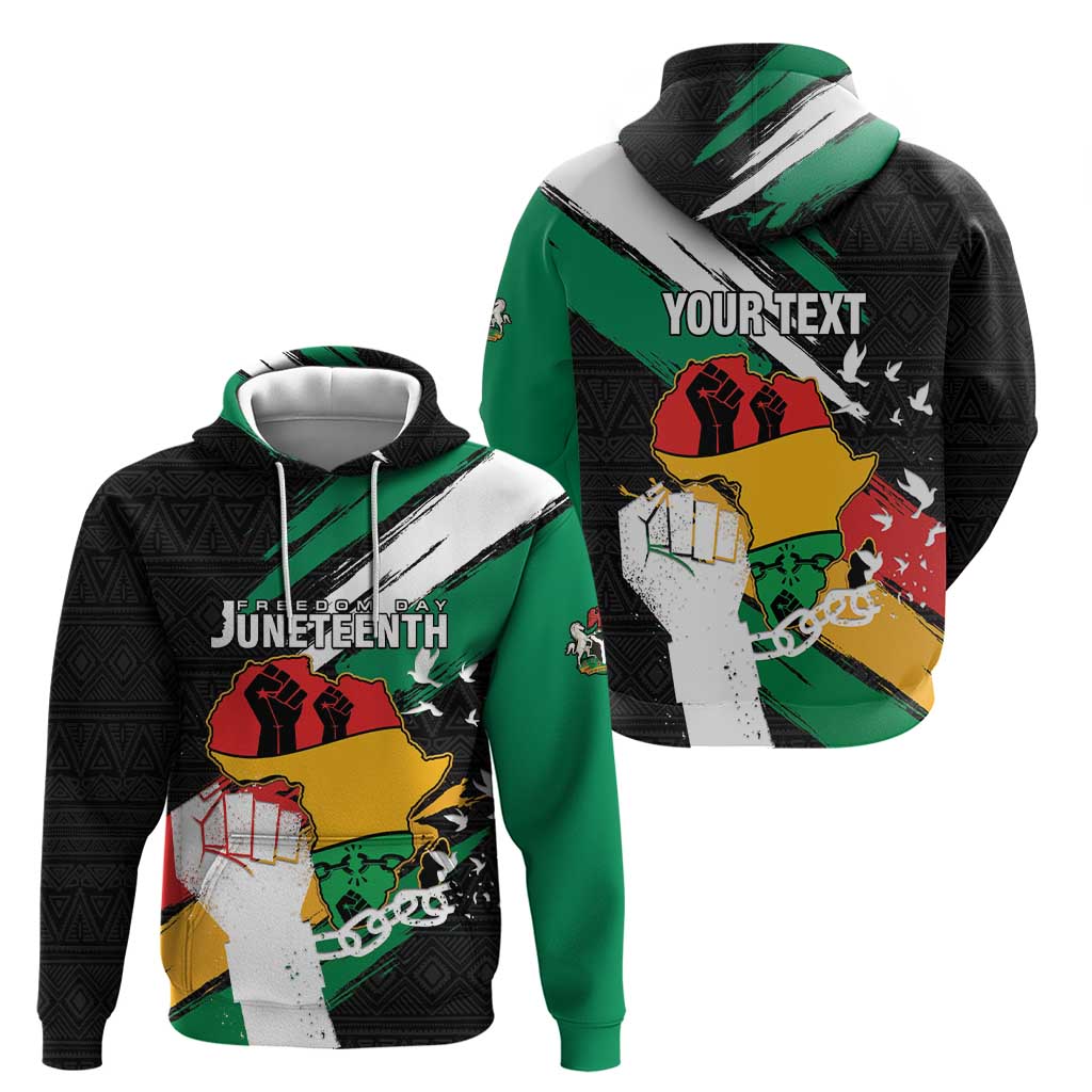 Personalised Nigeria Juneteenth Hoodie Africa Map - Happy Freedom Day