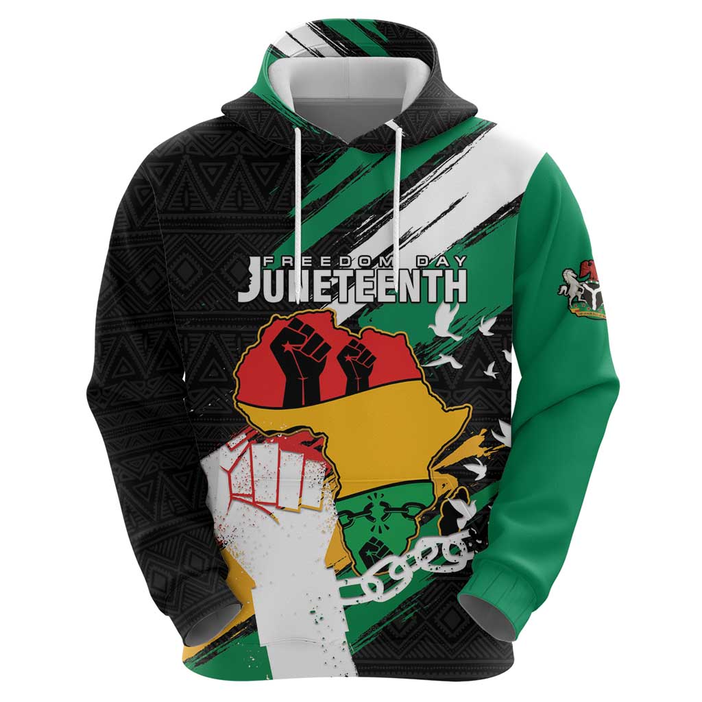 Personalised Nigeria Juneteenth Hoodie Africa Map - Happy Freedom Day