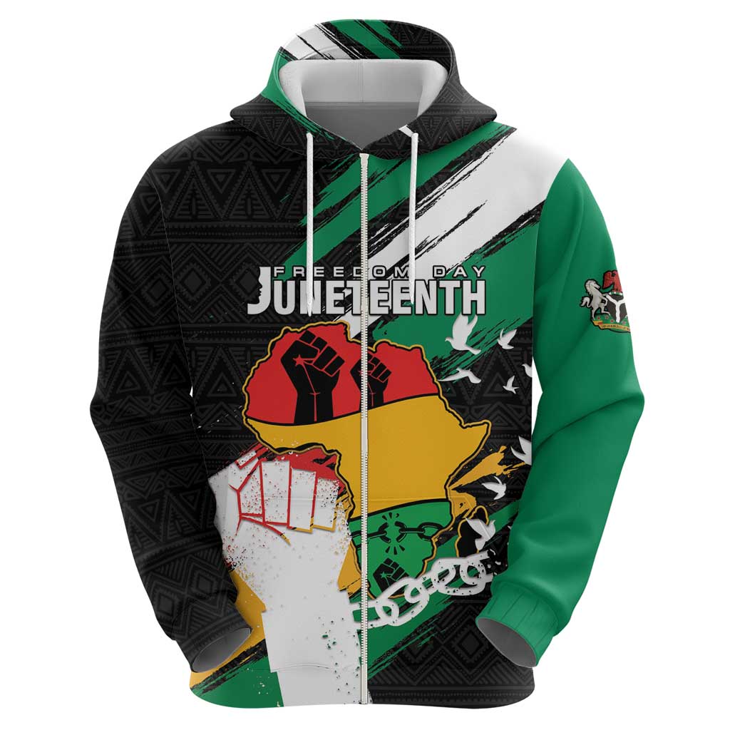 Personalised Nigeria Juneteenth Hoodie Africa Map - Happy Freedom Day