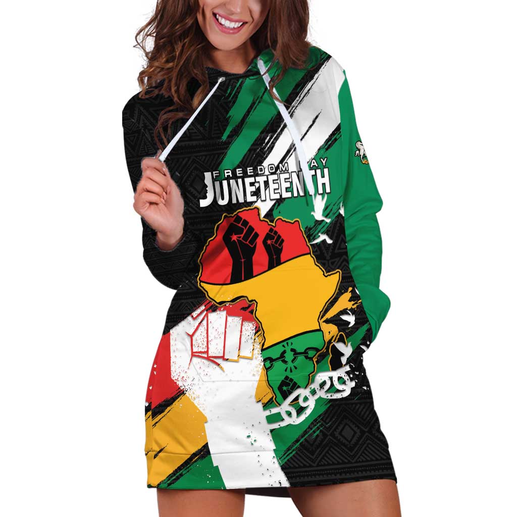 Personalised Nigeria Juneteenth Hoodie Dress Africa Map - Happy Freedom Day