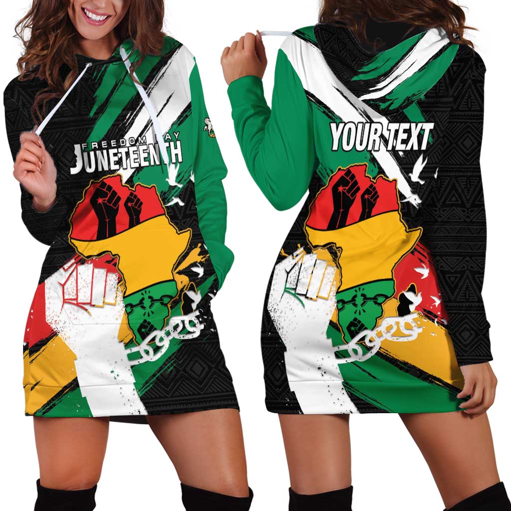 Personalised Nigeria Juneteenth Hoodie Dress Africa Map - Happy Freedom Day
