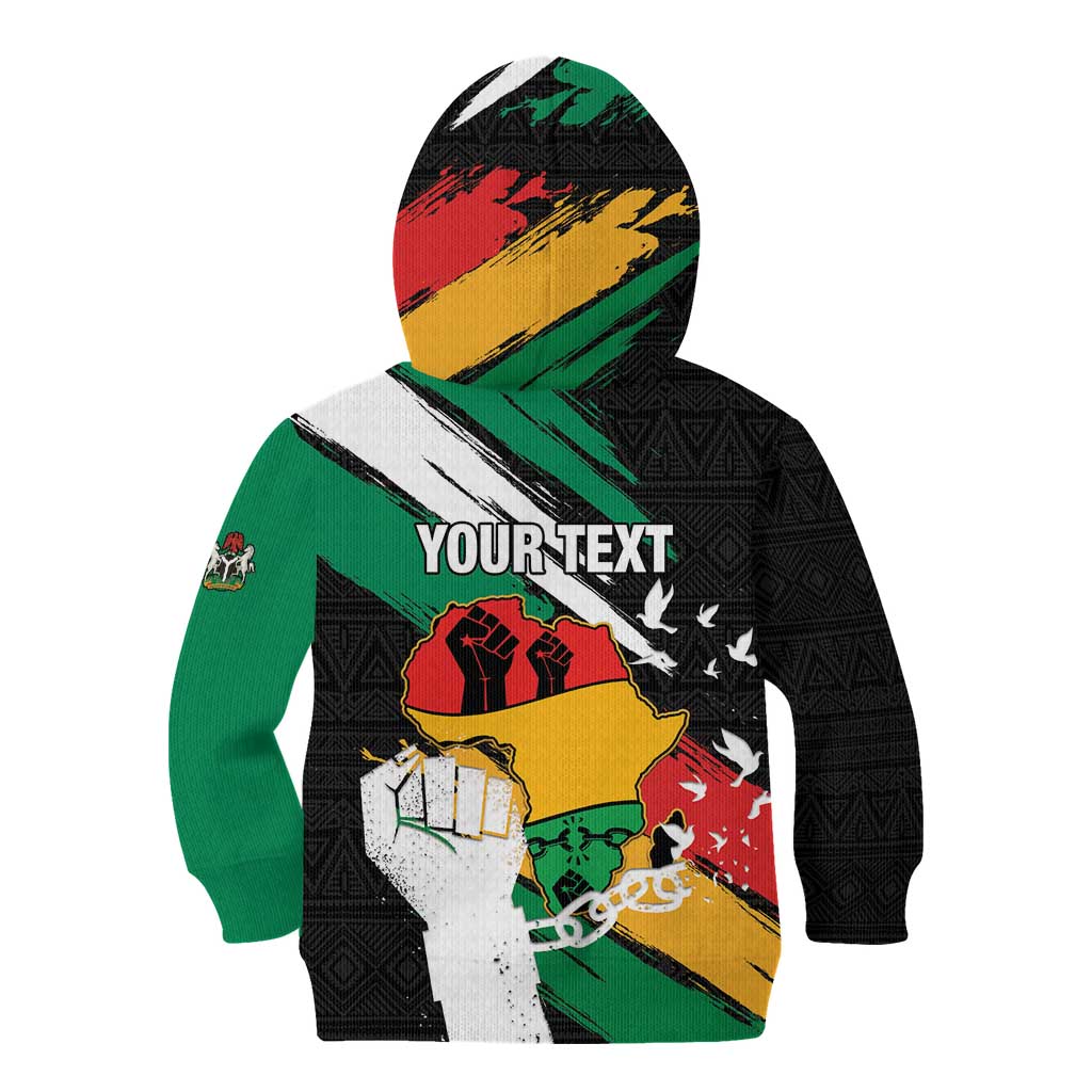 Personalised Nigeria Juneteenth Kid Hoodie Africa Map - Happy Freedom Day