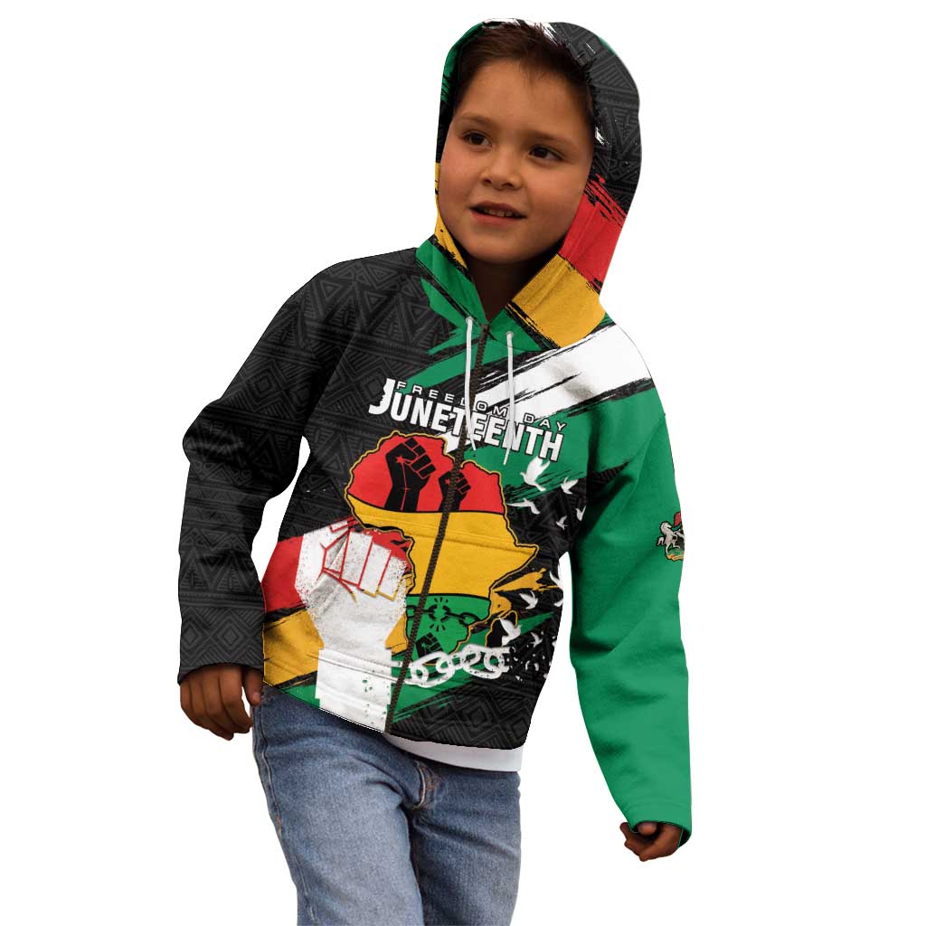 Personalised Nigeria Juneteenth Kid Hoodie Africa Map - Happy Freedom Day