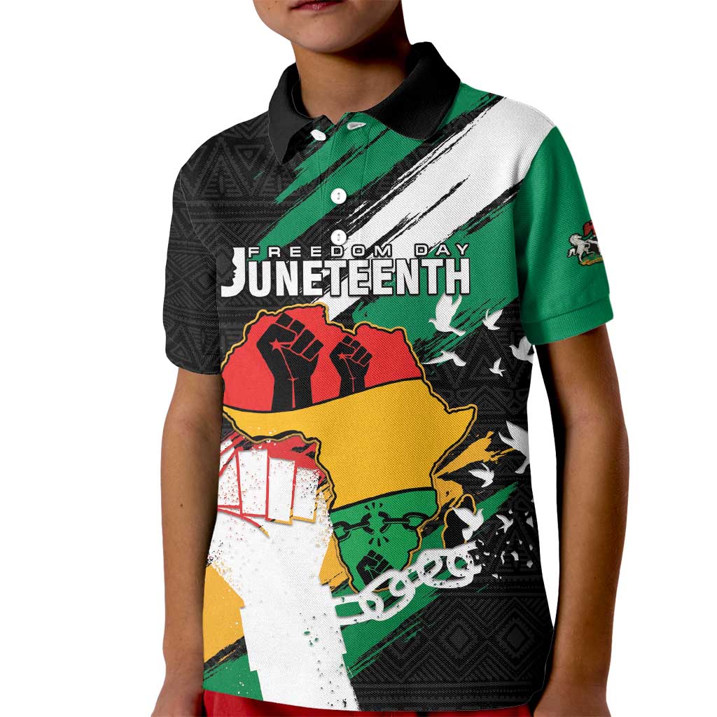 Personalised Nigeria Juneteenth Kid Polo Shirt Africa Map - Happy Freedom Day