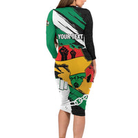 Personalised Nigeria Juneteenth Long Sleeve Bodycon Dress Africa Map - Happy Freedom Day