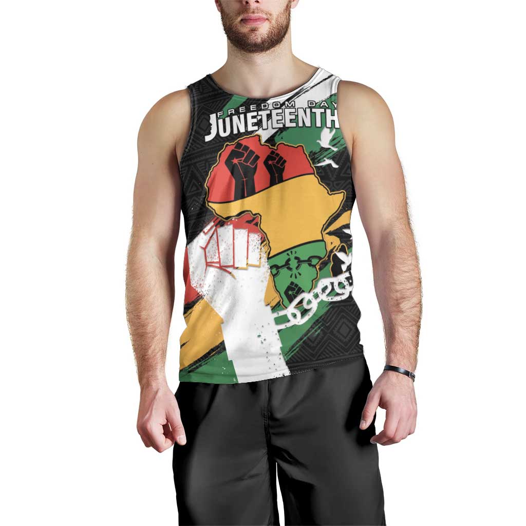 Personalised Nigeria Juneteenth Men Tank Top Africa Map - Happy Freedom Day