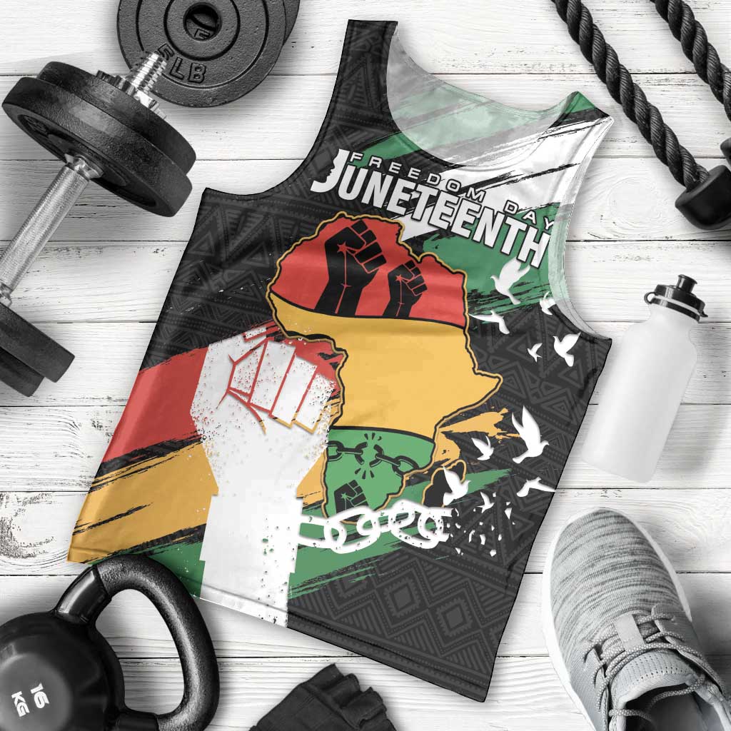 Personalised Nigeria Juneteenth Men Tank Top Africa Map - Happy Freedom Day