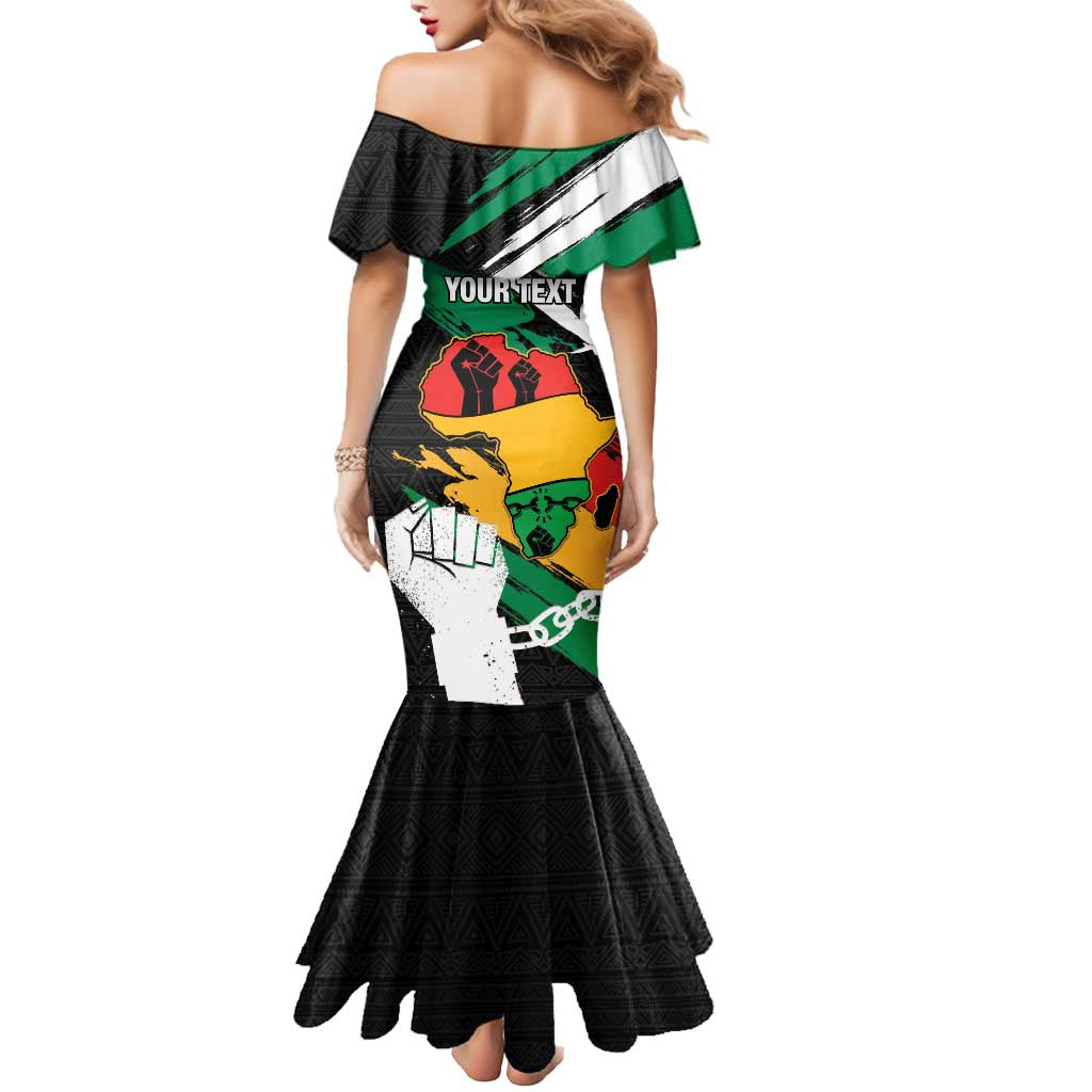 Personalised Nigeria Juneteenth Mermaid Dress Africa Map - Happy Freedom Day