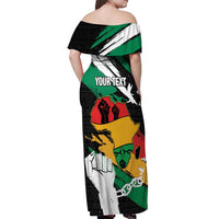 Personalised Nigeria Juneteenth Off Shoulder Maxi Dress Africa Map - Happy Freedom Day
