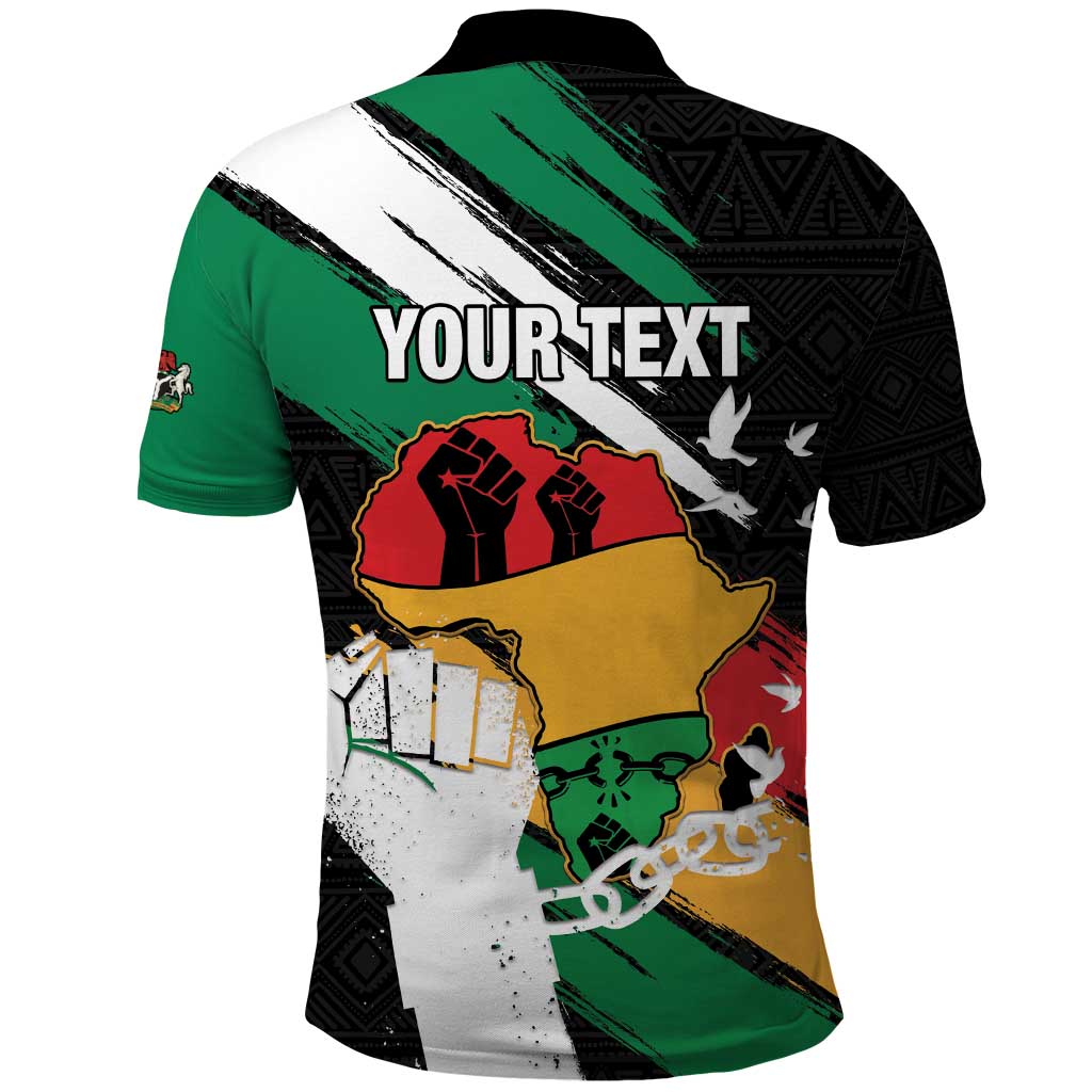 Personalised Nigeria Juneteenth Polo Shirt Africa Map - Happy Freedom Day