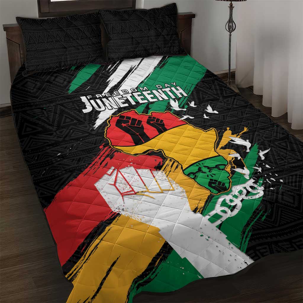 Nigeria Juneteenth Quilt Bed Set Africa Map - Happy Freedom Day