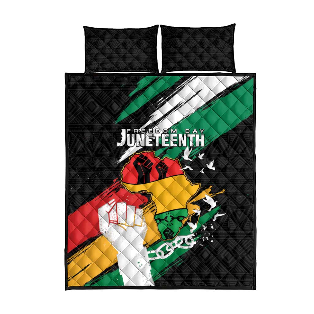 Nigeria Juneteenth Quilt Bed Set Africa Map - Happy Freedom Day