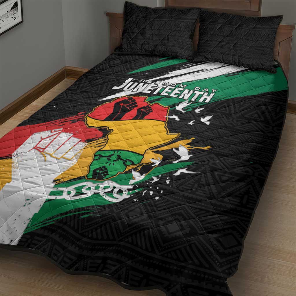 Nigeria Juneteenth Quilt Bed Set Africa Map - Happy Freedom Day