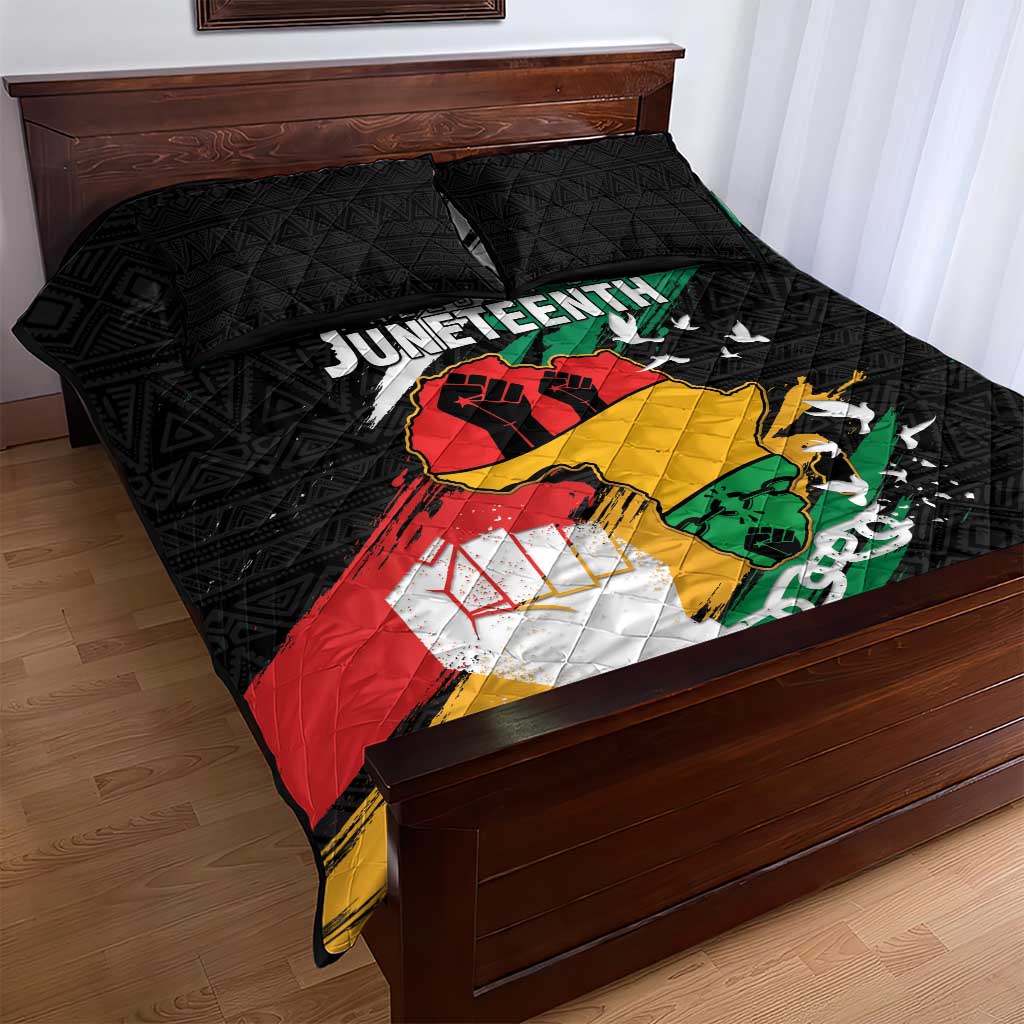 Nigeria Juneteenth Quilt Bed Set Africa Map - Happy Freedom Day