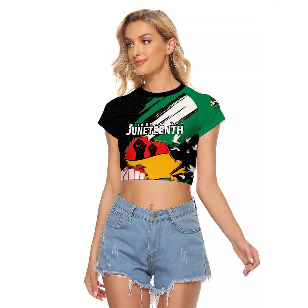 Personalised Nigeria Juneteenth Raglan Cropped T Shirt Africa Map - Happy Freedom Day