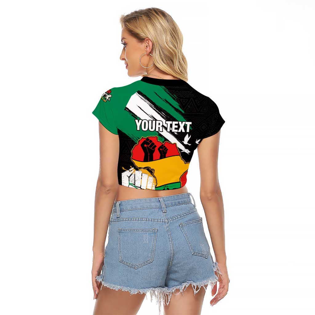 Personalised Nigeria Juneteenth Raglan Cropped T Shirt Africa Map - Happy Freedom Day