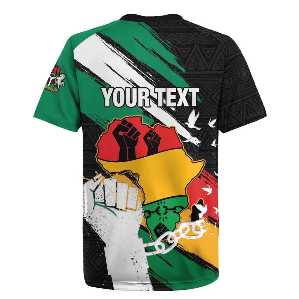 Personalised Nigeria Juneteenth Rugby Jersey Africa Map - Happy Freedom Day