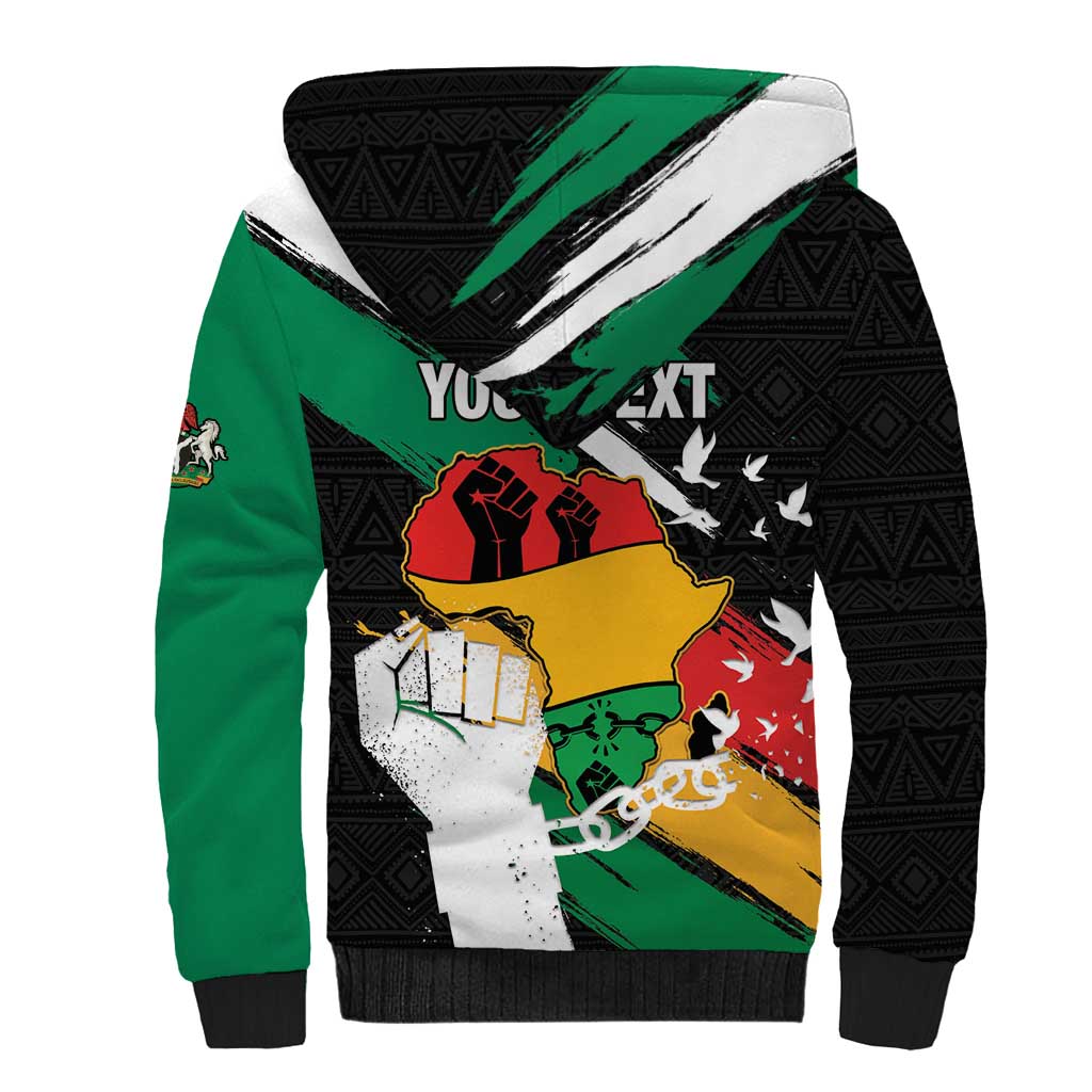Personalised Nigeria Juneteenth Sherpa Hoodie Africa Map - Happy Freedom Day
