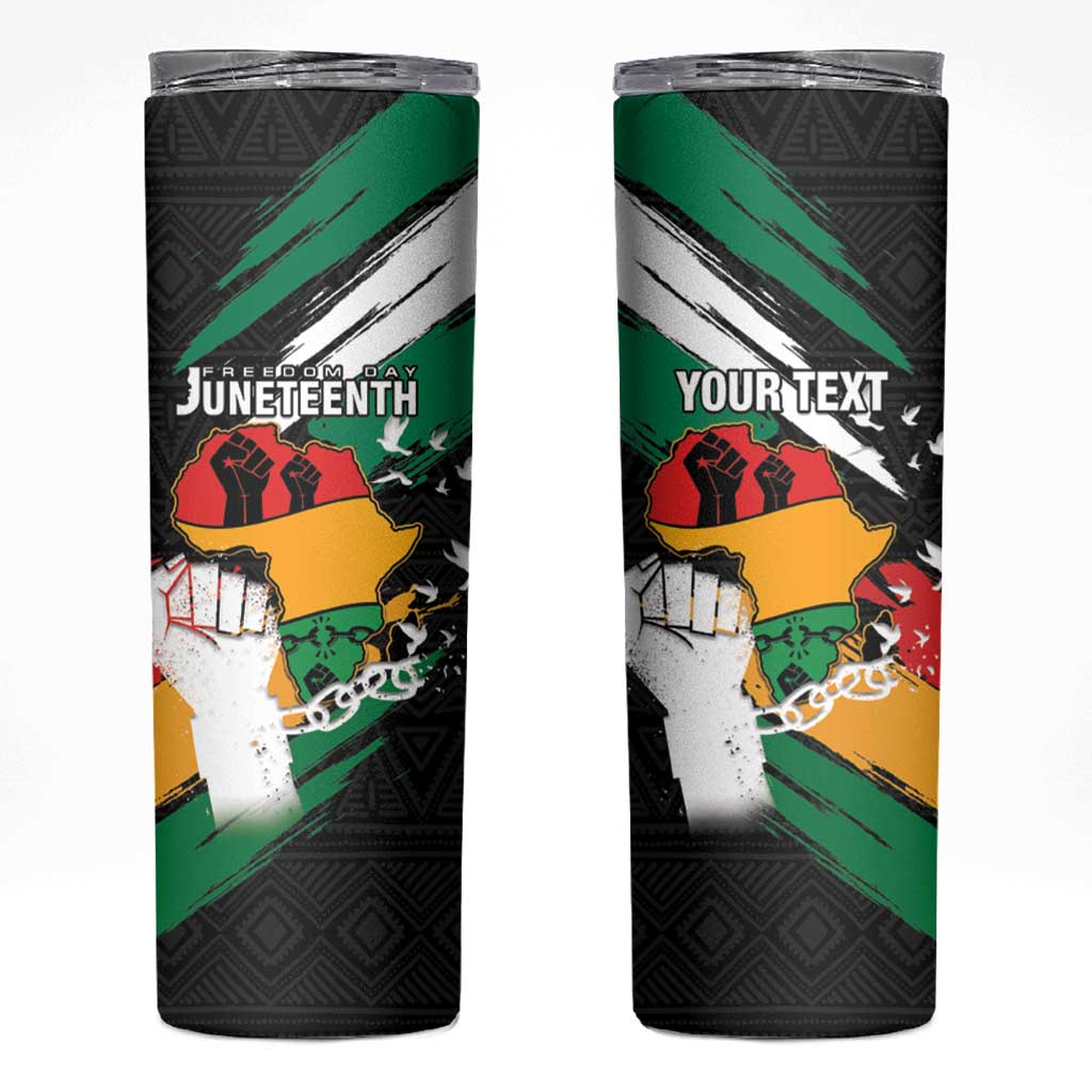Personalised Nigeria Juneteenth Skinny Tumbler Africa Map - Happy Freedom Day
