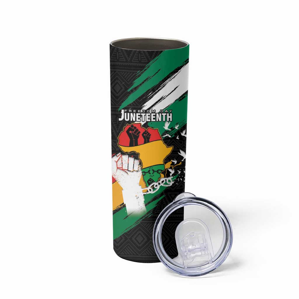Personalised Nigeria Juneteenth Skinny Tumbler Africa Map - Happy Freedom Day