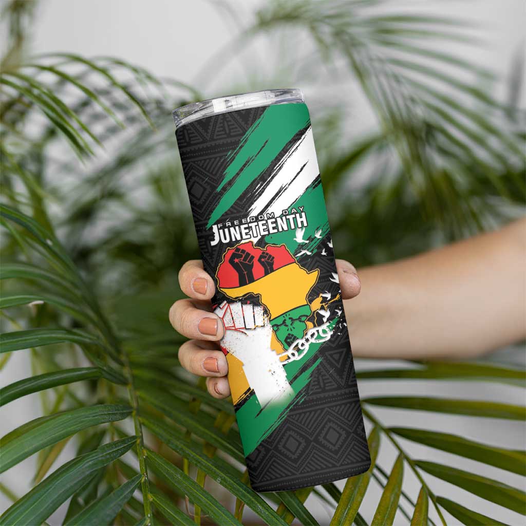 Personalised Nigeria Juneteenth Skinny Tumbler Africa Map - Happy Freedom Day