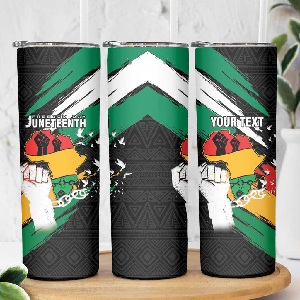 Personalised Nigeria Juneteenth Skinny Tumbler Africa Map - Happy Freedom Day