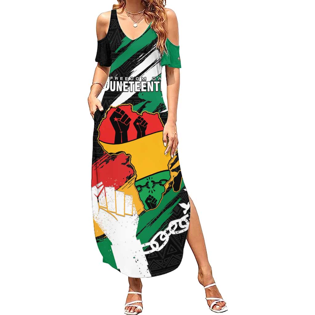 Personalised Nigeria Juneteenth Summer Maxi Dress Africa Map - Happy Freedom Day