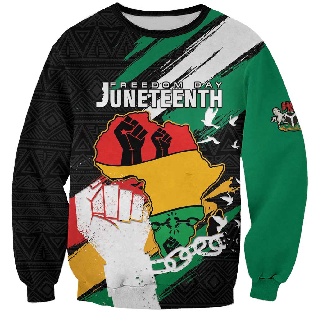 Personalised Nigeria Juneteenth Sweatshirt Africa Map - Happy Freedom Day