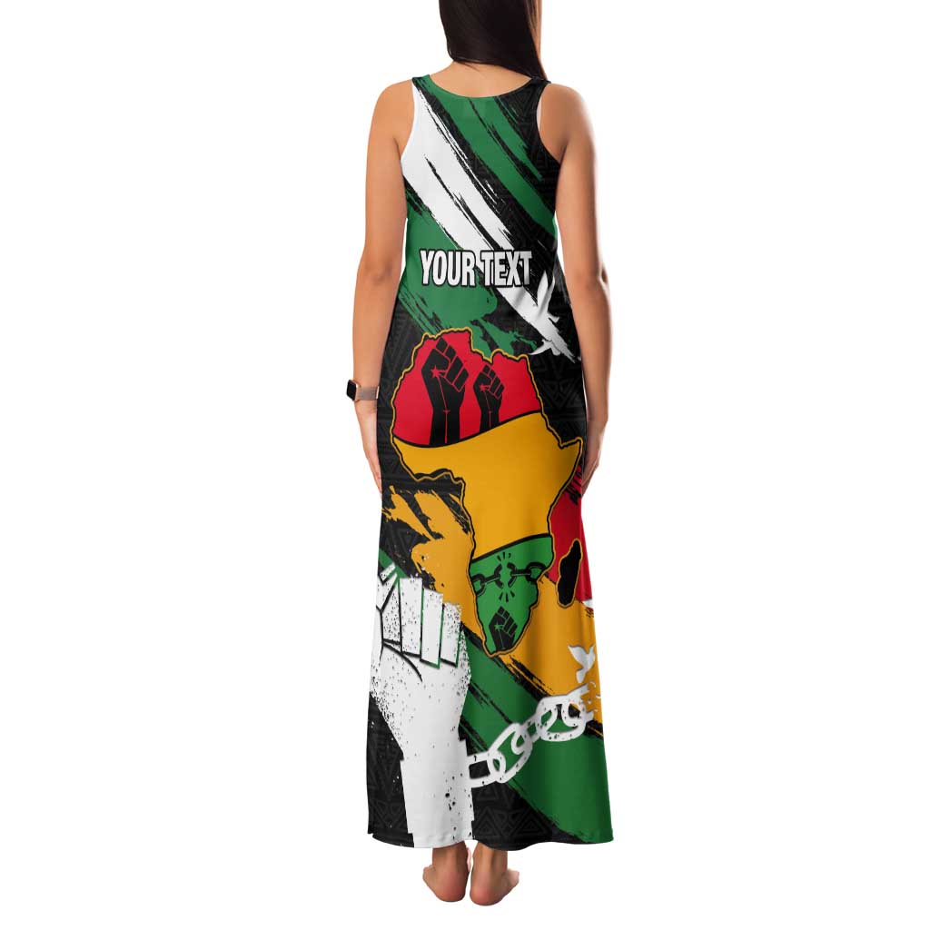 Personalised Nigeria Juneteenth Tank Maxi Dress Africa Map - Happy Freedom Day